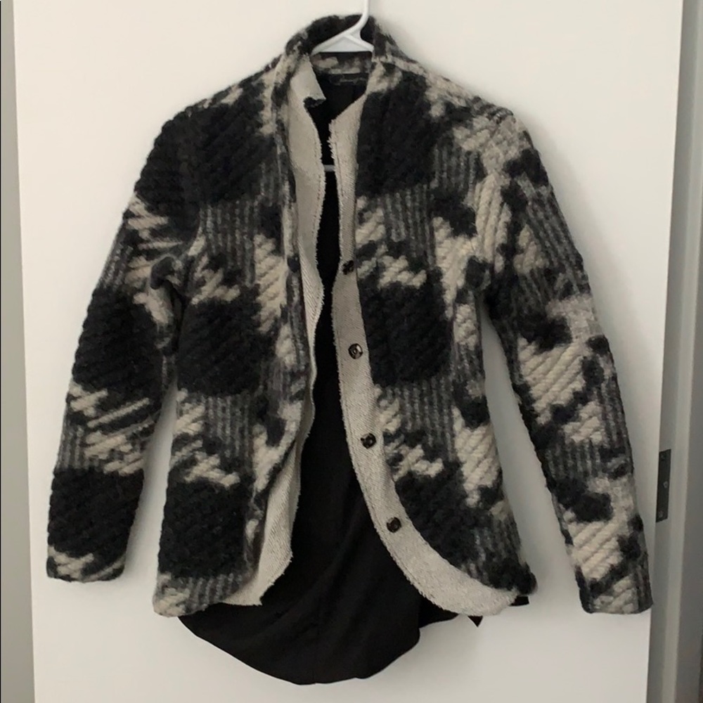 Black and white fleece jacket
